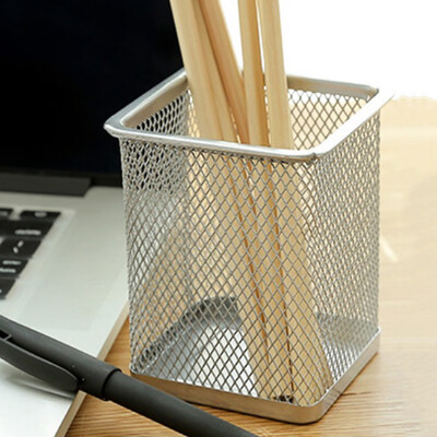 

Creative Office Desk Metal Mesh Square Pen Pot Case Container Organiser Holder