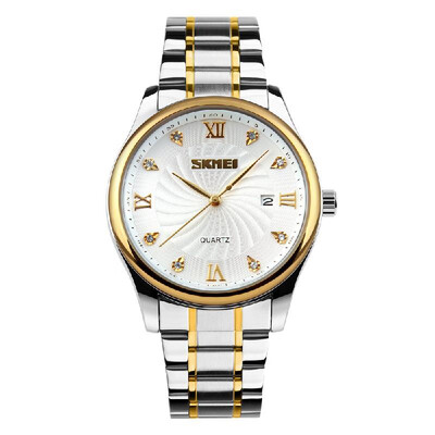 

SKMEI 9101 Watch Men Brand Quartz Stainless Steel Daily Waterproof Calendar Round Dial Wrist Fashion Business Watch