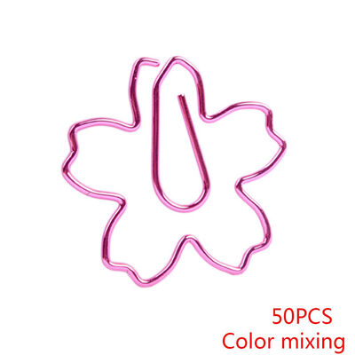 

50pcs Color Random Metal Flower Shape Paper Clips Office File Clip Bookmarks Students Stationery