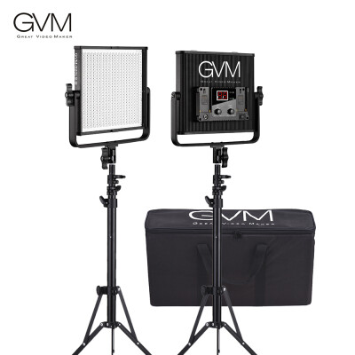 

GVM GVM-520LS-B 2pcs Dimmable Bi-color LED Video Panel Light&70inch Stand Lighting Kit CRI97 TLCI97 3200-5600K Aluminum Alloy