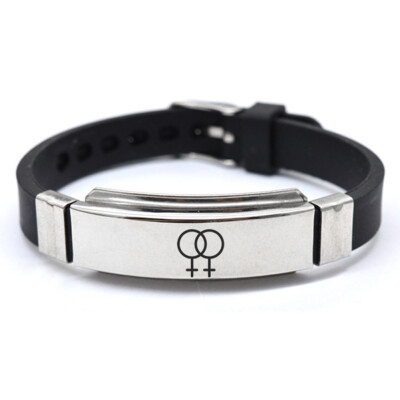 

Gay Black Leather Braided Bracelet silicone Adjustable Bracelet for Men