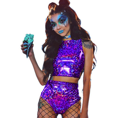 

Festival Queen Crop Top And Hot Shorts Outfits Women 2 Piece Sets Sexy Lace Up Festival Party Rave Clothing Two Piece Set