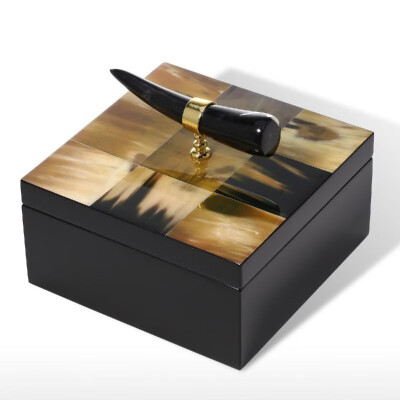 

Rectangular Jewelry Box with Horn Stripes Wooden Jewelry Display Ring Necklace Storage Box Birthday Gifts for Women Black Velvet