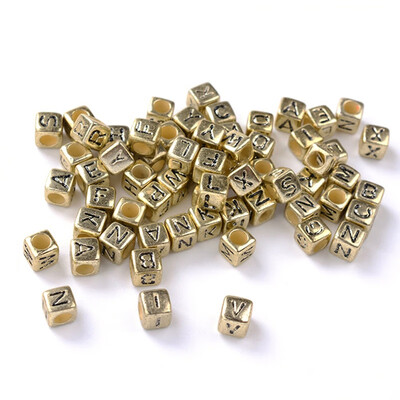 

100pcs 6mm Mixed Square Alphabet Letter Beads Charms Bracelet Necklace For Jewelry Making Party DIY Accessories Holiday Decor