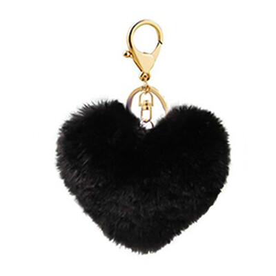 

Plush KeychainFluffy Keyring Soft Plush Heart Shape Charm Ring Keyfob Balls Bag Car Key Pendant Keychain Decoration Pink