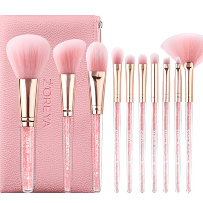 

10pcs Pink Makeup Brushes Set Eyeshadow Lip Foundation Powder Blush Concealer Eyebrow Eye Make Up Brush Portable Cosmetics Tools