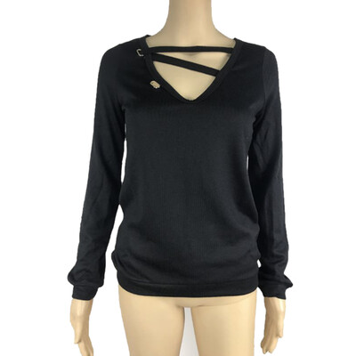 

Sweater Women 2019 Autumn New Fashion Simple V-neck Sweater Casual Loose Comfortable Long-sleeved Solid Color Female Wool Tops