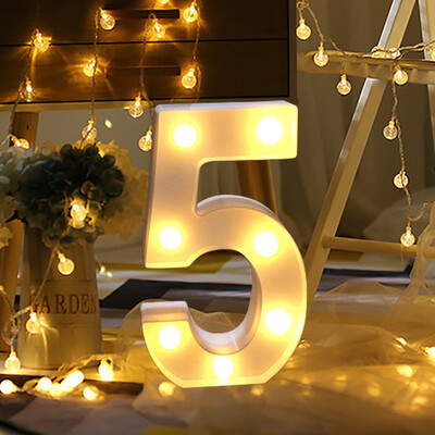 

Gobestart Alphabet LED Digital Lights Light Up White Plastic Digital Standing Hanging A