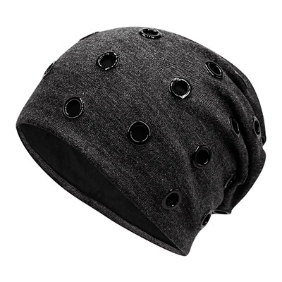 

Tailored New Women Men Winter Knitted Hat Metal Circle Hemming Hat Wool Cap