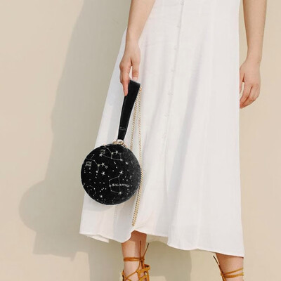 

Tailored Women Ball Circular Embroidery Letter Sky Purse Handbag Messenger Bag Chain Bag
