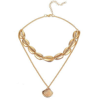 

Multilayer Shell Trendy Women Seashell Beach Boho Pendant Necklaces Jewelry