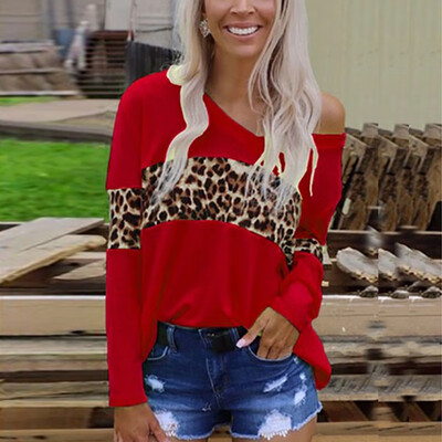 

Women T-shirt Leopard 2019 Fashion Lady Casual Long Sleeve Autumn T shirt Sexy V-Neck Tees Femme Ladies Plus Size Clothes