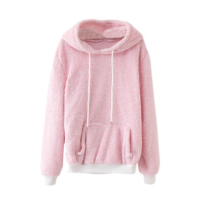 

Autumn Front Pocket Harajuku Hooded Sweatshirt Casual Winter Long Sleeve Flannel Pullovers Tops Thick Loose Outwear