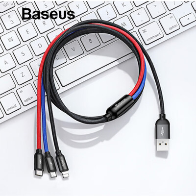 

Baseus 3 in 1 USB Cable iPhone Type C Micro USB Charger For iPhone XS XR X 8 Samsung S9 Note 9 Xiaomi Charge&Data Transfer
