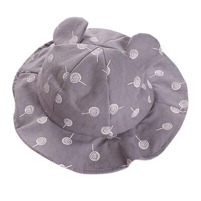 

8-36T Summer Baby Boys Girls Toddler Lollipop Striped Print Bucket Hats With Ear Design Caps Reversible Sun Headwear
