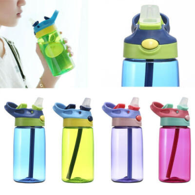 

New Kids Boys Sport School Drinking Juice Straw Water Bottle Cup 400ml Popular