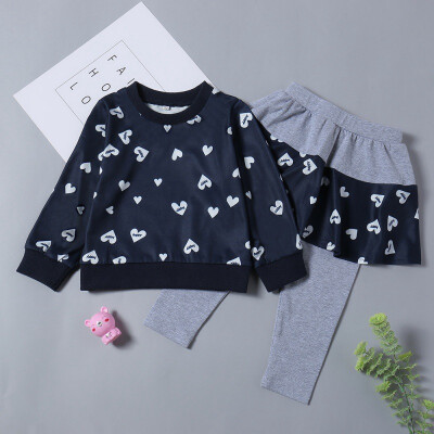 

Baby Girls Autumn Warm Print Pattern SweatshirtPants Sets New Kids Children Long Sleeve Soft Cotton Casual Clothing 2pcs Sets