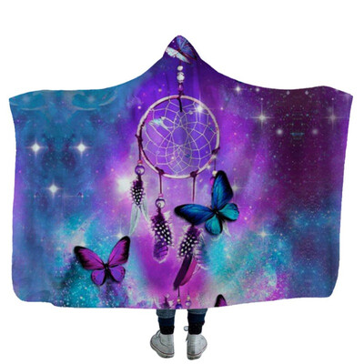 

Wearable Blanket Butterfly Printed Hooded Blanket For Adults Sherpa Fleece Winter Throw Blanket Hoodie Blanket Travel Mantle