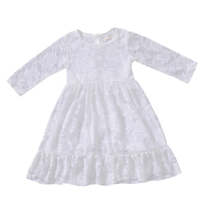 

Dress For Girls Lace Embroidered White Dress Bow Lace Dresses Pageant Princess Bridesmaids Children Summer Autumn Dress