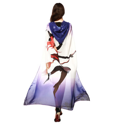 

New Hot Halloween Fairy Wings Chiffon Cloak Fun Print Pattern Cloak for Stage Show Festive Party Decorative