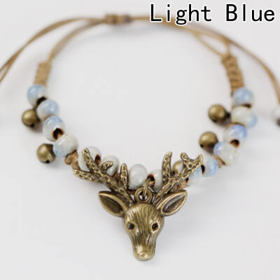 

2pcsset Deer Head Bracelet Handmade Special Bracelet National Wind Fashion Vintage Ceramic Jewelry