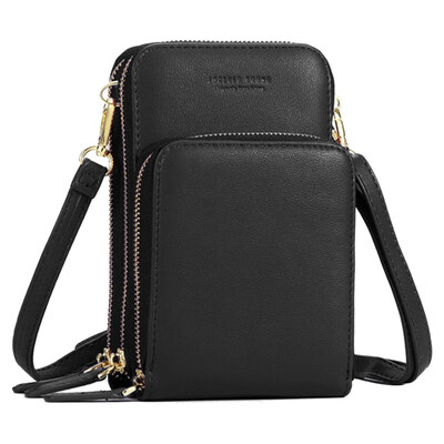 

Fashion Women Solid Color Faux Leather Card Phone Holder Crossbody Shoulder Bag