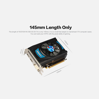 

Yeston RX550-2G D5 TA Graphics Cards Radeon Chill 2GB Memory GDDR5 128Bit 6000MHz DPHDMIDVI-D Small Size GPU