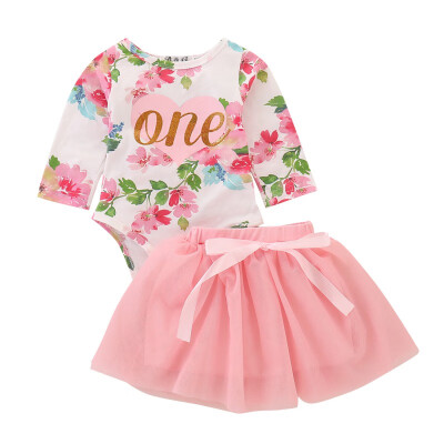 

New Fashion Girls Clothing Set Infant Baby Girls Cute Suit Pink Long Sleeve One Tutu Two-Piece Suit Children Clothing