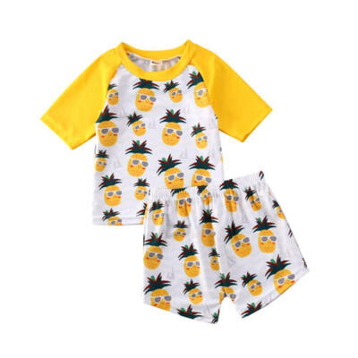 

Toddler Baby Kids Boy Pineapple Clothes Tops T-shirt Shorts Swimsuit 2PCS Outfit