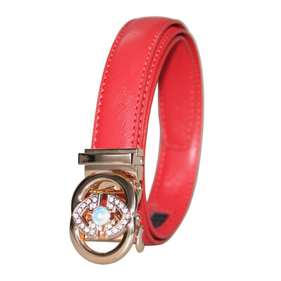 

Womens Automatic Buckle Genuine Leather Ladys Ratchet Holeless Belt Business High Quality Womens Real Belt for Pants