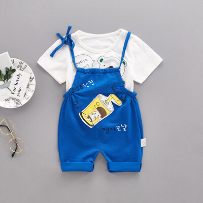

newborn clothes cotton cute pattern printed t-shirt with cotton overalls baby boys girl clothes summer children clothing