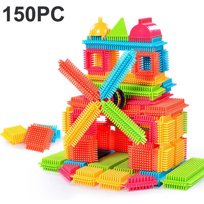 

Gobestart 150pcs Bristle Shape 3D Building Blocks Tiles Construction Playboards Toys