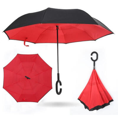 

Reverse Folding Double Layer Inverted Chuva Umbrella Self Stand Inside Out Rain Protection C-Hook Hands Windproof for Car