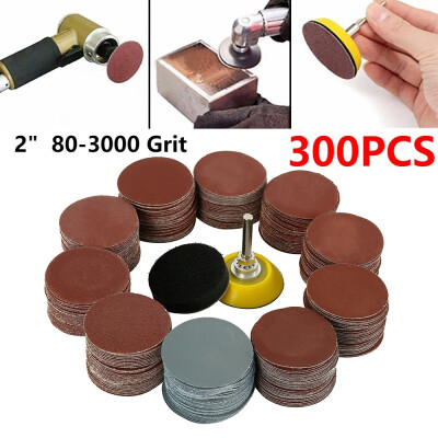 

100300pcs 80-3000 Grit 2" Sander Disc Sanding Polishing Pad Sandpaper Tool with Shank Backer Plate&Sponge Cushion