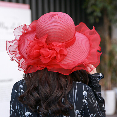 

Summer sun visor female Sun Hat Korean fashion along the lace mesh Hat outdoor UV Beach Hat