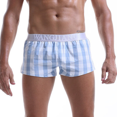 

Breathable Loose Paid Boxer Shorts Men Comfy Woven Cotton Homewear Sexy Pouch Male Underpants 2019 New High Quality Mens Panties