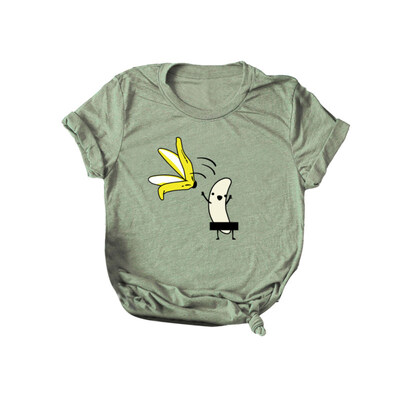 

Funny Cartoon Naked Banana Print Women T-Shirt Short Sleeve Round Neck Tee Top