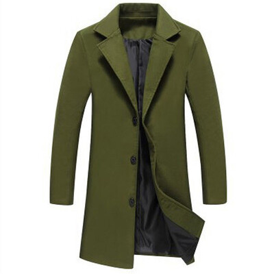 

Mens Lapel Collar Solid Long Coats Windbreaker Button Down Overcoat Blazer Tops