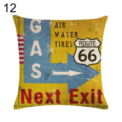 

Vintage Route 66 Linen Pillow Case Soft Cushion Cover Sofa Home Office Decor