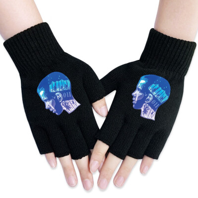 

Animemerch Stranger Things Gloves Eleven Demogorgon Cosplay Gloves Half Finger Gloves Printed Gloves Winter Warm Mitten