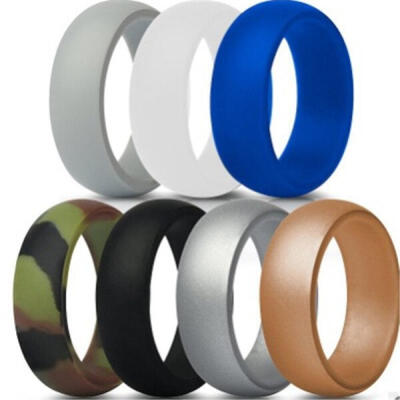 

Silicone Finger Ring Sets 7 Colors Flexible Hypoallergenic Engagement Army Band Rubber Wedding Engagement Ring