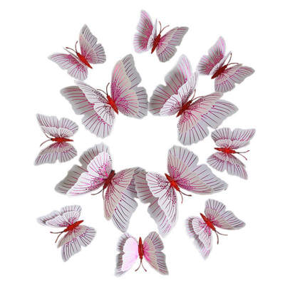 

12Pcs double-layer 3D Butterfly Wall Sticker for wedding decoration room Butterflies wall decor Fridge Magnet stickers