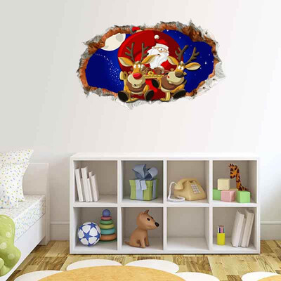 

Christmas Wall Sticker Fake Window Creative Santa Deer Wall Decal for Home Market Mural Wallpape