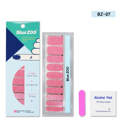 

Blue ZOO 20PcsSheet Nail Polish Stickers with 1Pcs Nail File Solid Color Shine Full Wraps Nail Art Adhesive Decals