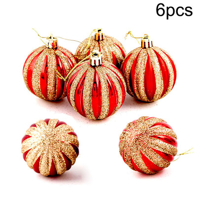 

6pcs Christmas Tree Ornaments Pumpkin Ball Garland Rattan Decor Window Set Prop