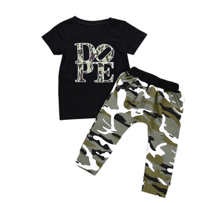 

Boys Sets 2Pcs Summer Kids Boys T-Shirt Pants Set Letter Print Shirt Casual Camouflage Pants Boy Clothes Set Summer