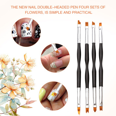 

〖Follure〗4PC Double Head Nail Art UV Gel Polish Design Dot Painting Detailing Pen Brushes