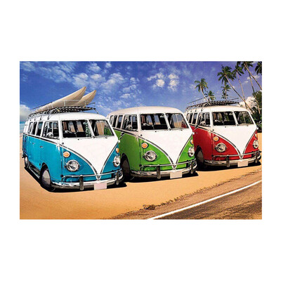 

5D DIY Rhinestone Embroidery Pictures Seaside Bus Painting Cross-stitch Needlework Stitchwork Drawing Decor