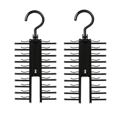 

Gobestart 2Pcs Cross X Hangers Tie Belt Rack Organizer Hanger Non-Slip Clips Holder Black