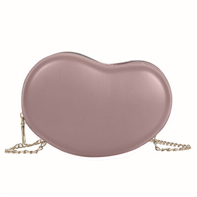 

Cute Heart Shape Faux Leather Lady Small Crossbody Shoulder Bag with Chain Strap